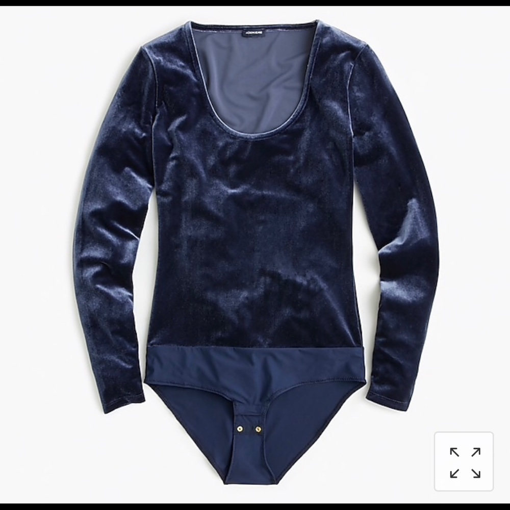 Scoopneck stretch velvet bodysuit by Jcrew
